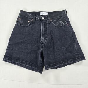 Abercrombie & Fitch High Rise‎ Curve Love Faux Leather Denim Dad Short Size 26